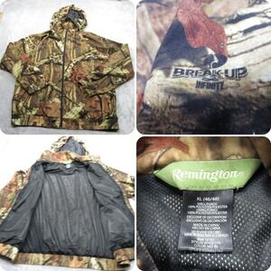 Remington Jacket Mens XL Green Mossy Oak Break-Up Camo Water Resistant Full‎ Zip
